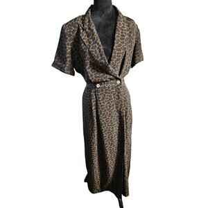 Vintage Sag Harbor Leopard Print Wrap Dress Size 10 Animal Print Size Medium